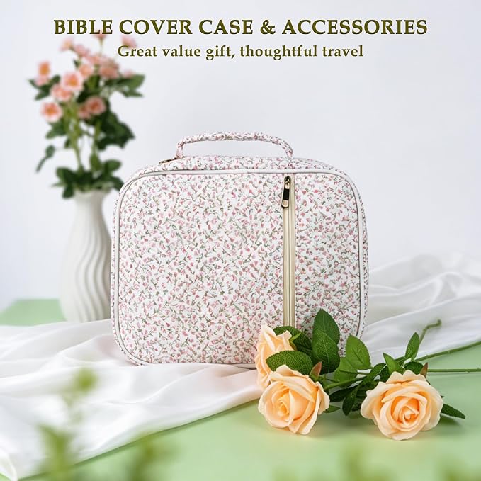 Allinside Bible Cover Case for Women - Cute Bible Carrying Bag with Waist Strap & Greeting Card | Lightweight Bible Cover for Daily Devotion, Church & Travel - Perfect Christian Gift for Her