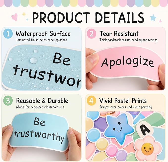 Friendship Bracelet Bulletin Board Set Pastel Back to School Classroom Decoration Motivational Be a Good Friend Friendship Bracelet Bulletin Board Cutouts for Classroom School Chalkboard Wall Decor