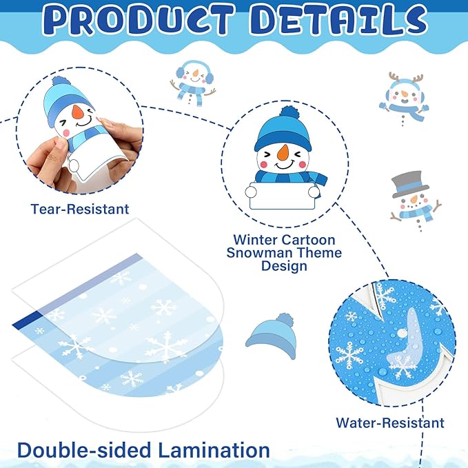 gisgfim Winter Bulletin Board Decorations Set Winter Snowman Name Tag Paper Cutouts Snowflake Winter Christmas Classroom Bulletin Board Decor for Holiday School Home Chalkboard Wall