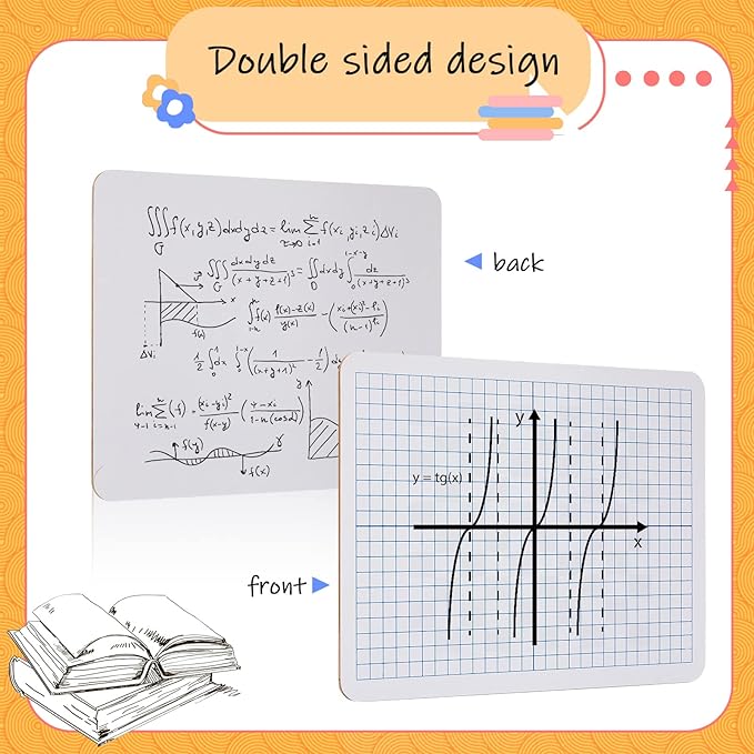 48 Pack Dry Erase XY Axis Graph Lap Boards 9'' x 12'' Double Sided White Boards Dry Erase Lapboards Math Student White Boards Double Sided Dry Erase Board with Erasers for School Classroom Supplies
