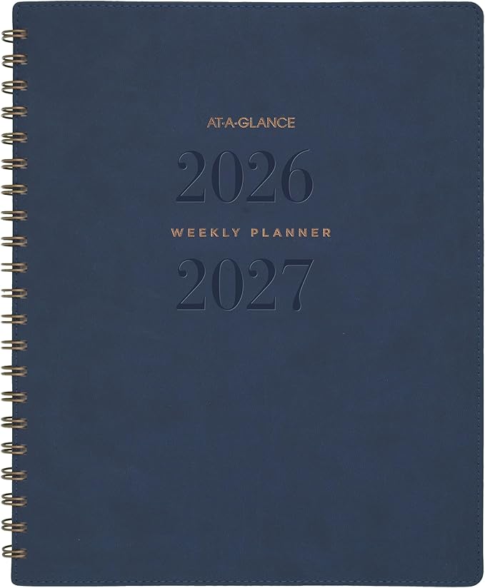 AT-A-GLANCE Planner 2026-2027 Weekly & Monthly Academic 13-Month July-July, 8-1/2" x 11", Signature, Navy (YP905A20)