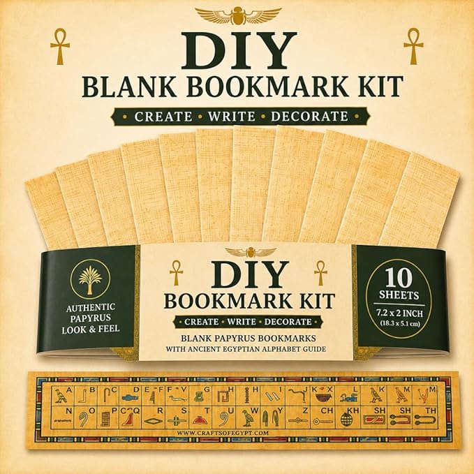 10 Egyptian Papyrus Paper Blank Bookmarks for Art Projects and Schools 7.2 x2.0 inch (5x18 cm) by CraftsOfEgypt