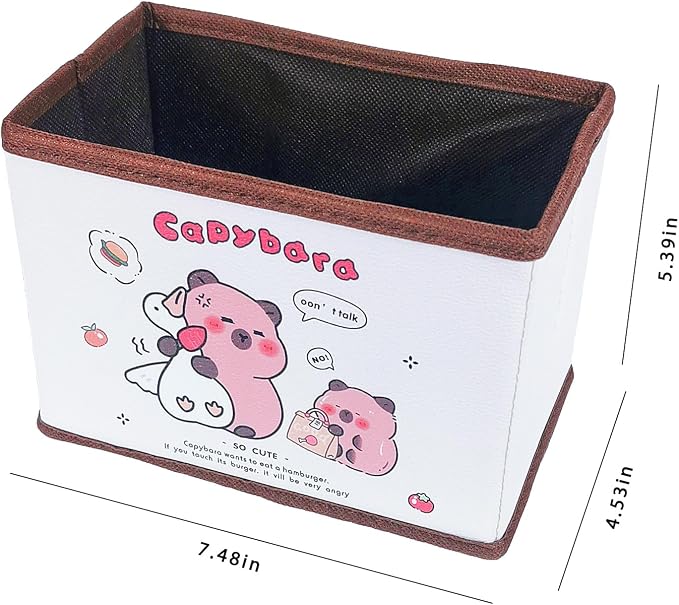 Kawaii Collapsible Storage Bin, Cute Capybara Storage Box Foldable Baskets,Office Desk Bathroom Vanity Decor, Cute Capybara Room Decor, for hair accessories,lipstick,makeup brush...