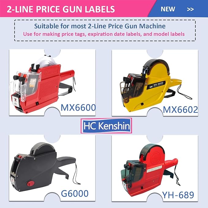 2-Line Price Gun Labels: 40 Rolls (20,000 Labels), Green, Compatible with MX-6602/MX-6600/YH-689 & More Universal Pricing Guns (Green)