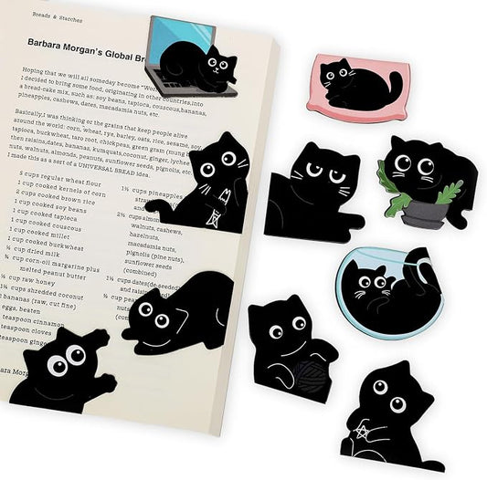 10Pcs Magnetic Bookmarks Cute Black Cat Bookmark, Cat Party Favors Gifts for Kids School Classroom, Black Cat Gifts for Reading Women, Bookish Gifts for Book Lovers