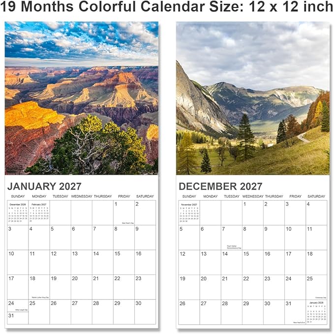 2026-2027 Calendar for Wall, Calendar 2026-2027 from June 2026 - December 2027, 12" x 24" Opened 19 Months Calendar, Full Page Months Thick & Sturdy Paper