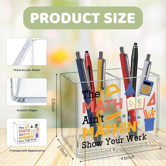 Funny Math Acrylic Cosmetic Pencil Pen Holder Funny Math Teacher Pen Holder Cup Teacher Gifts for Men Women Mathematician Decor for Office Desk Accessories