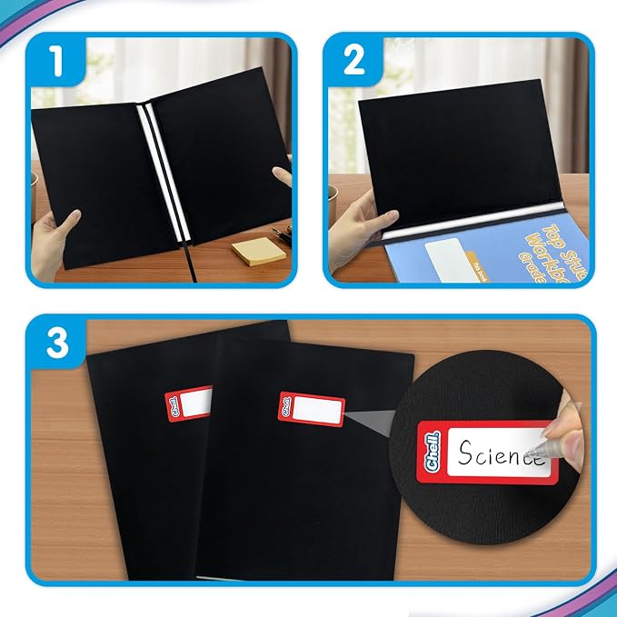 Chell Black Fabric Jumbo Book Covers 9"x11", Book Sox Up to 10"x12.5", Textbook Covers, Stretchable and Reusable Book Protector, Pack of 2