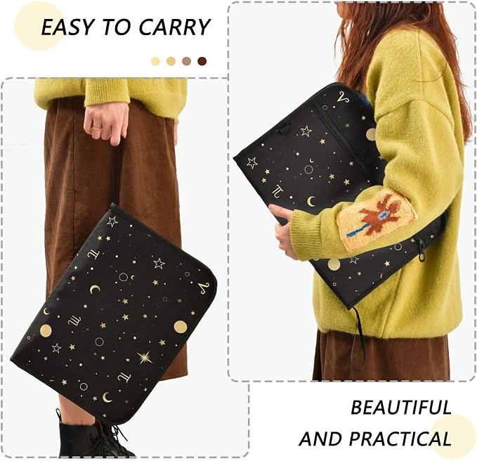 ALAZA Moon Star Zodiac Expanding File Folder, 13 Pockets Expandable Document Organizer Folder with Zipper Closure for Home Office A4 Letter Size Paper Document