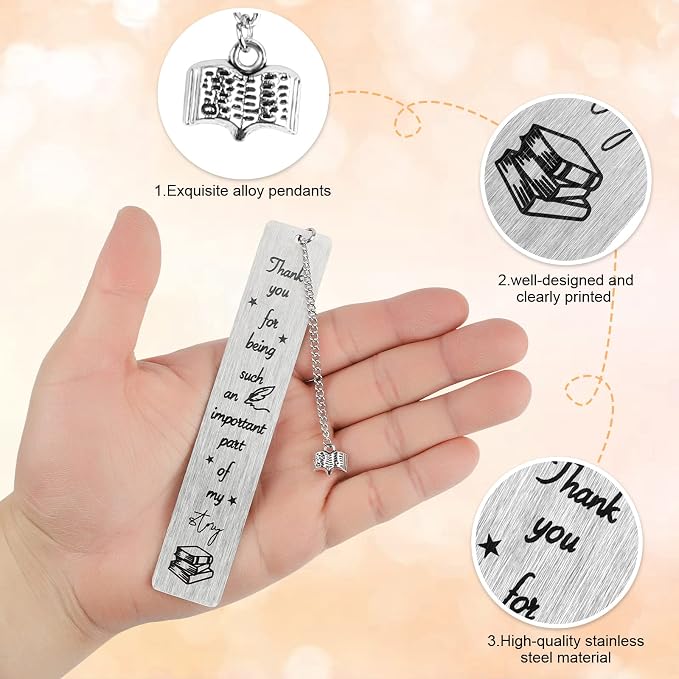 5 Pieces Teacher Bookmark Metal Teachers Appreciation Bookmark,Teacher Appreciation Gift for Women Kindergarten Preschool Teacher Thank You Gifts from Students (Silver)