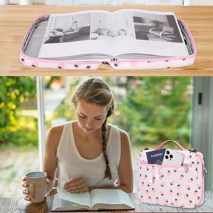 Bible Cover Case for Women Large Bible Cover for Girls Bible Study Supplies Accessories with Handle and Shoulder Strap | Durable