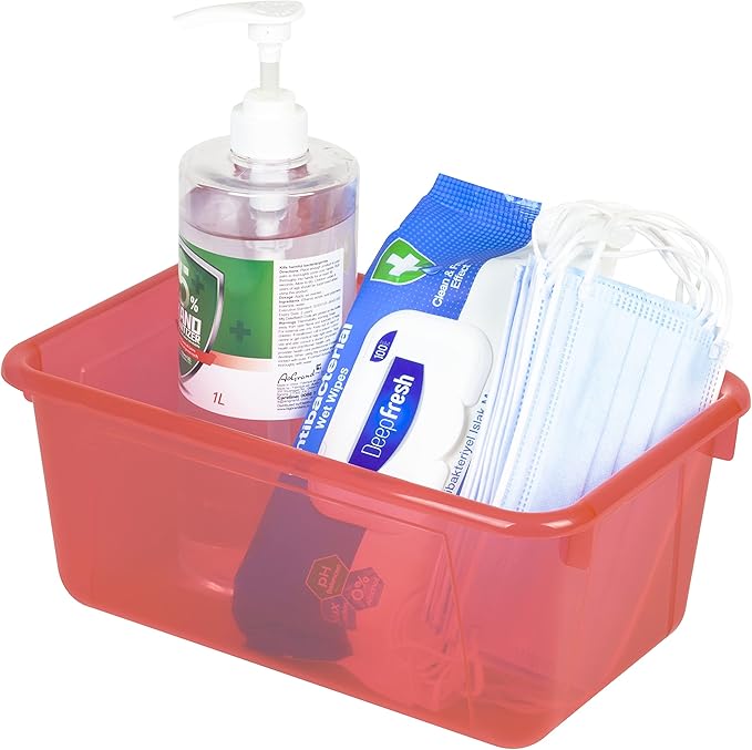 Storex Small Cubby Bin, 12.2 x 7.8 x 5.1 Inches, Candy Red, 5-Pack (62475U05C)