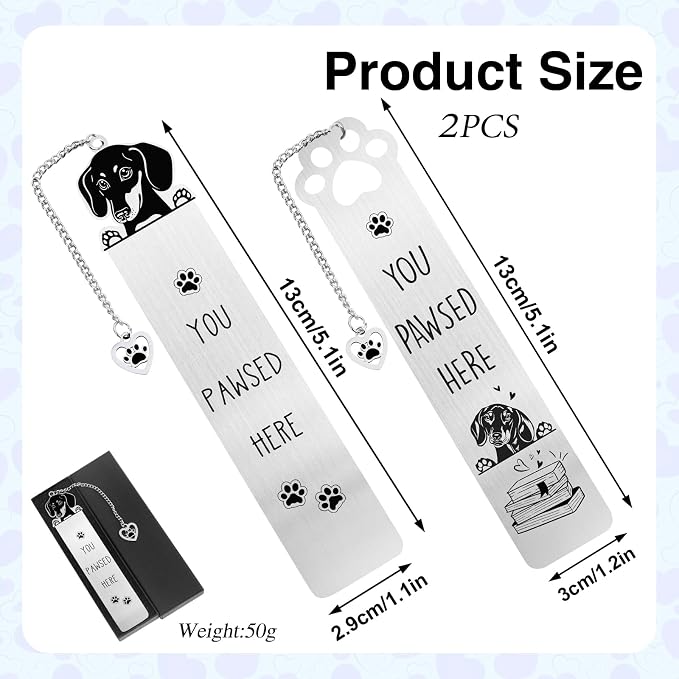 Dachshund Bookmark Funny Dog Gift - Shejdgart 2PCS Dachshund Gifts for Dachshund Lovers Unique Dog Mom Gifts for Dog Lovers Gifts for Women Dog Owners Birthday Galentines Valentines Gifts