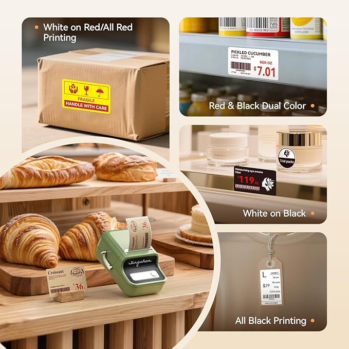 NIIMBOT Red&Black Labels, Refill Sticker Papers Compatible with Pro Series Label Makers, Dual Color Printing Stickers Good Idea for Schools,Business,Price Tags,Baking(2''x1.18''/50x30mm)