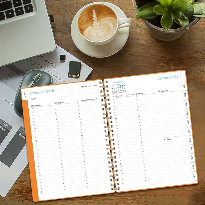 2026 Appointment Book & Planner - 2026 Daily Hourly Planner from January 2026 - December 2026, Weekly Appointment Book with 30-Minute Interval, Medium 6.4" x 8.5", Orange-D