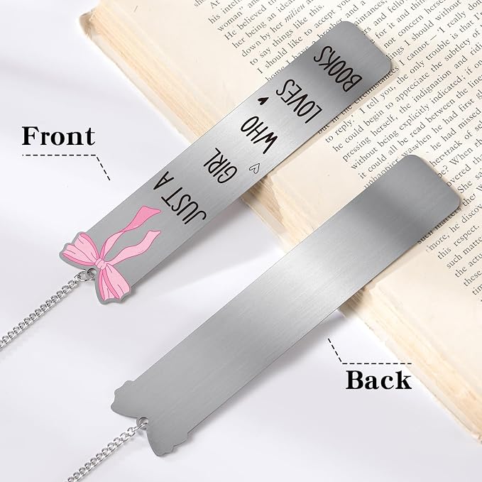 Cute Bookmarks Gifts for Women - Pink Bow Metal Bookmark Charm Unique Girly Aesthetic Page Makers Reading Girls Friends Book Lovers Bookish Birthday Students Graduation School Accessories