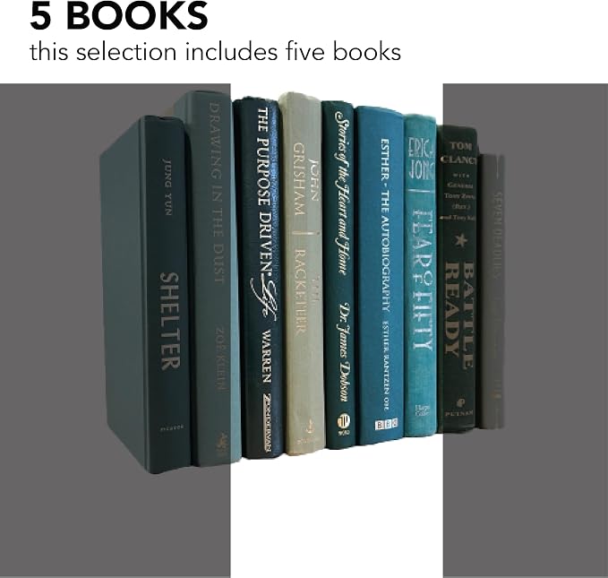 Decorative Accent for Home Decor – Real Books by Color® Interior Styling Piece for Bookshelf, Coffee Table, Design Display (Set of 5, Green)