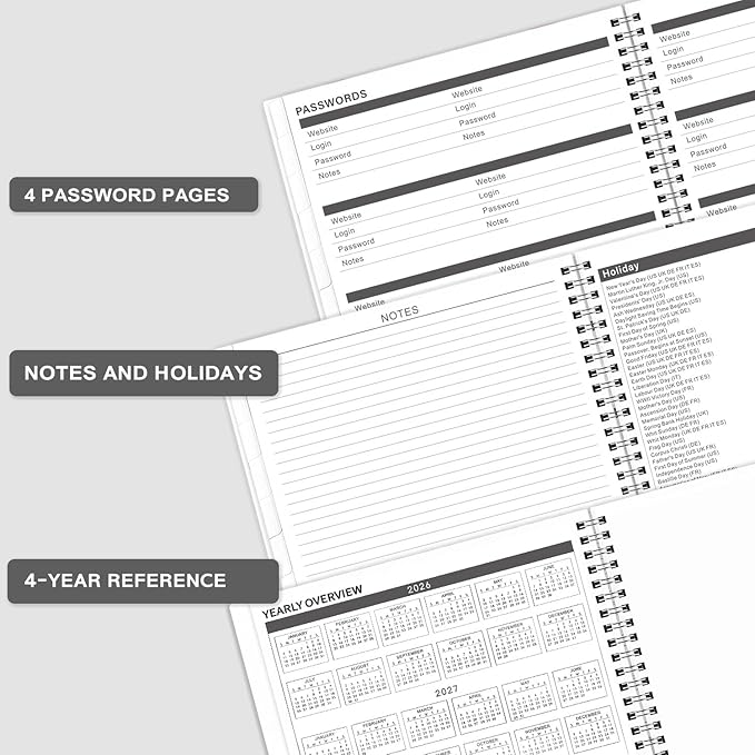 2026-2029 Monthly Planner/Calendar - July 2026 - June 2029, 3 Year Months Planner 2026-2029, 9'' x 11'', 36 Monthly Tabs, 2-Side Pocket, Gray