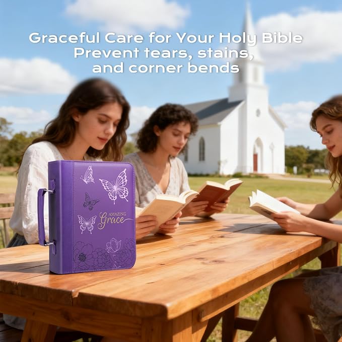 XKDOUS 24 Pcs Bible Cover Cases Set for Woman Study Bible Supplies Accessories Organizer Leather Bible Bag Holder Book Carrying Case w/Handle, Christian Gifts for Mom Women Men Lady