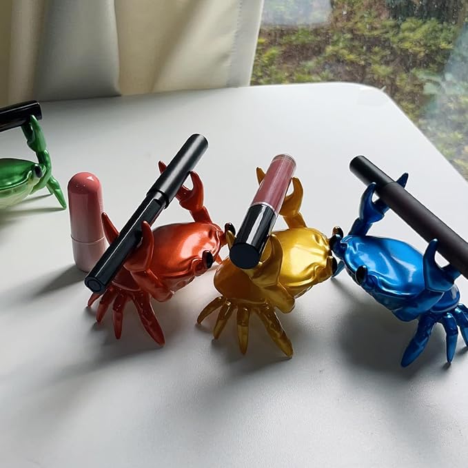 1Pcs Weightlifting Crab Pen Holder Funny Crab Pen Holder for Storage Office Desk Display Decorations (Blue)