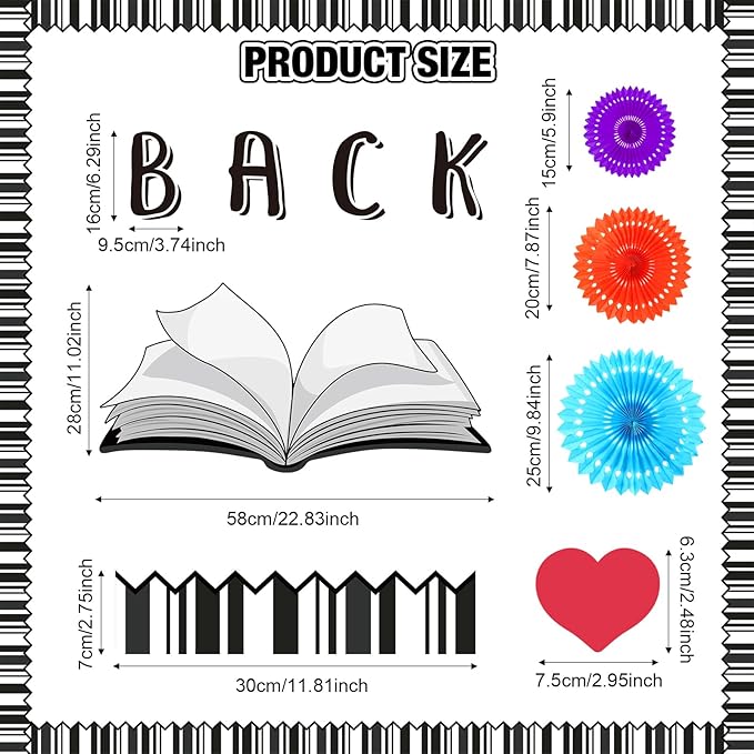 Qilery 83 Pcs Bulletin Board Set Welcome Back the Books Missed You Bulletin Board Decoration Cutout Back to School Classroom Decoration for Home School Library(Book)