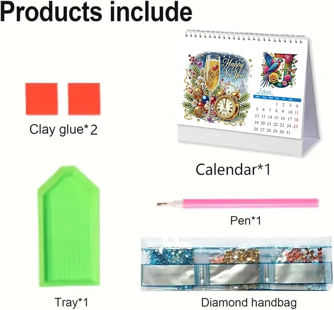 2026 Standing Desk Calendar DIY Diamond Art Painting Monthly Flip Desktop Calendar with To Do List Calendars Planner for Home Office-2026-02