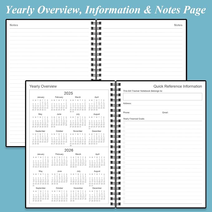 Monthly Bill Organizer - Monthly Bill Payment for Personal Budgeting Financial, Payments Checklist Organizer, 5.8" x 8.5", Black