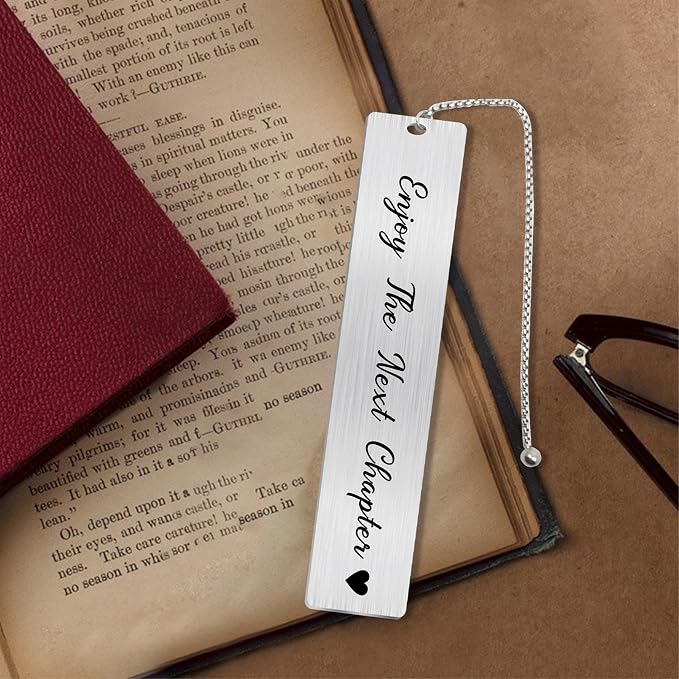 Jzxwan Enjoy The Next Chapter Inspirational Gifts - Graduation Bookmark for Him Her Students Boys Girls, Retirement Present for Co-Worker Staff, New Journey Gift Ideas for Reading Lover