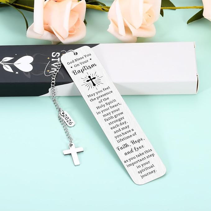 Adult Baptism Gifts for Women Men, Bulk Catholic Baptism Gifts for Teen Girls Boys, Cross Baptism Bookmark, Easter Basket Stuffers,First Communion Gift for Teens,Christening Confirmation Gift for Kids