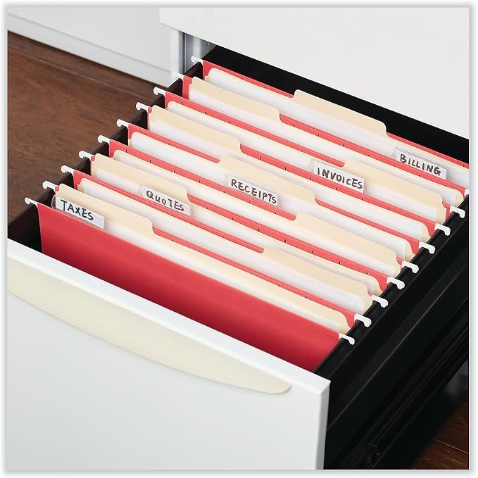 Universal Deluxe Bright Color Hanging File Folders, Letter Size, 1/5-Cut Tabs, Red, 25/Box
