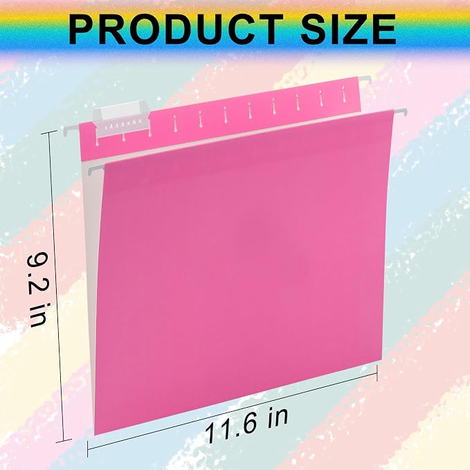 pmybupo 6 Pack Pink Hanging File Folders with Pocket,Letter Size Decorative Colored File Folder Cute Pretty Hanging Folder for Office Home School with 1/5-Cut Adjustable Tabs