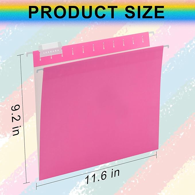 pmybupo 6 Pack Pink Hanging File Folders with Pocket,Letter Size Decorative Colored File Folder Cute Pretty Hanging Folder for Office Home School with 1/5-Cut Adjustable Tabs