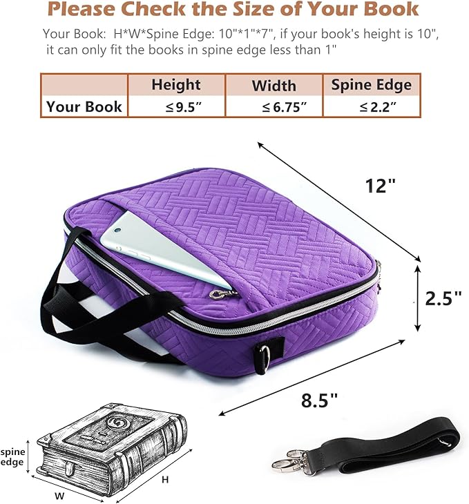 Aplufine Large Bible Case for Women-Bible Covers-Bible Carrying Case-Book Bags and Totes for Women with Detachable Shoulder Strap, Bible Gift
