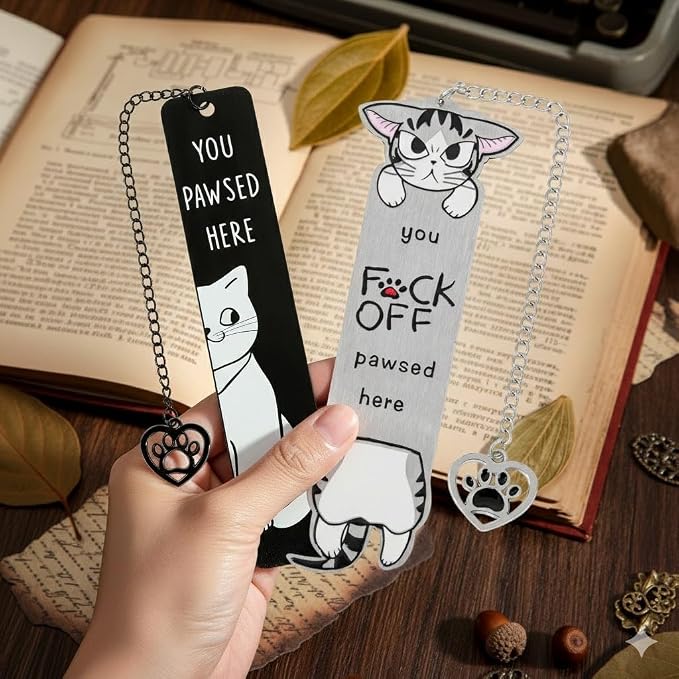Cartoon Anime Cat Metal Bookmark,Cute Kawaii Reading Bookmark,Christmas Unique Gifts for Women Book Lovers (Cute Cat)