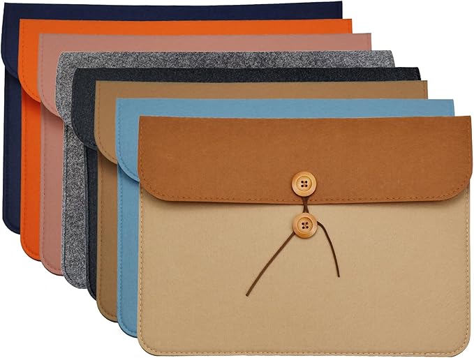 A4 Document Holder Felt File Folder Paper Portfolio Case Letter Envelope Folders with String Tie Closure (1, Orange)