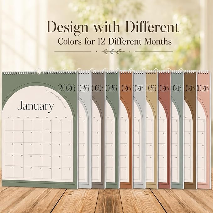 Aesthetic Wall Calendar 2026, 18 Monthly Vertical Calendar January 2026 to June 2027, 15" x 10" Modern Wall Hanging Calendar for School, Home, Office for Monthly Organizing & Planning (Green Vertical)