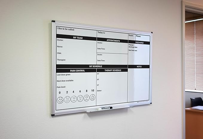 Magnetic Patient Bedside Dry Erase Hospital Whiteboard – Wall Mounted with Aluminum Frame & Marker Tray – Easy Erase Planning Board for Doctors and Nurses (60" x 40")