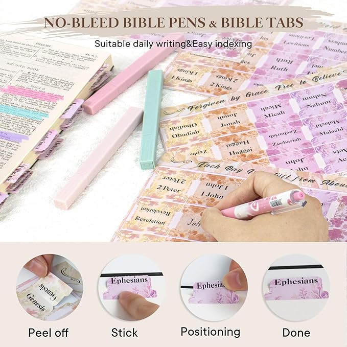 Bible Cover Case for Women, Large Qilted Bible Case with Shoulder Strap,Study Supplies and Highlighters Accessories - Perfect Christian Gift for Church, Travel (Pink,one Size)