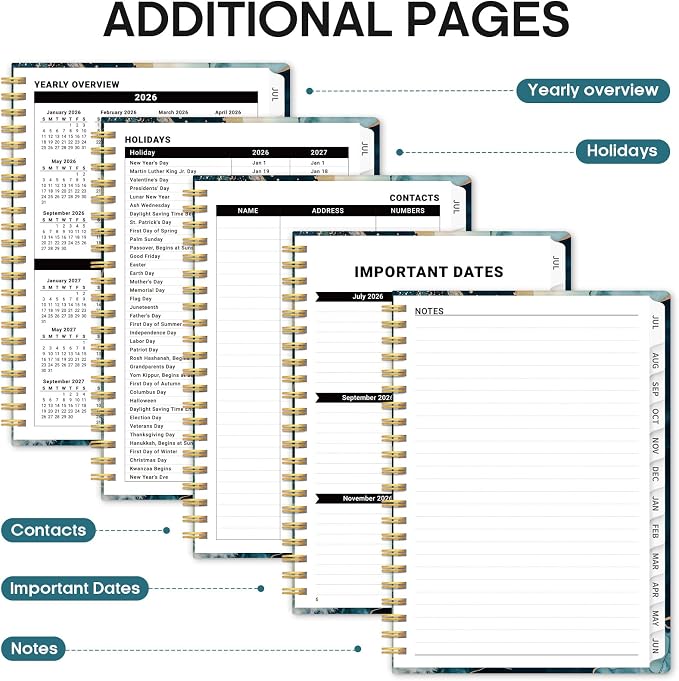 Planner 2026–2027, Weekly & Monthly Academic Organizer for School Year, Jul 2026–Jun 2027, Hardcover Planner with Tabs, Back to School Essential, 8.5" x 11", Golden Dusk