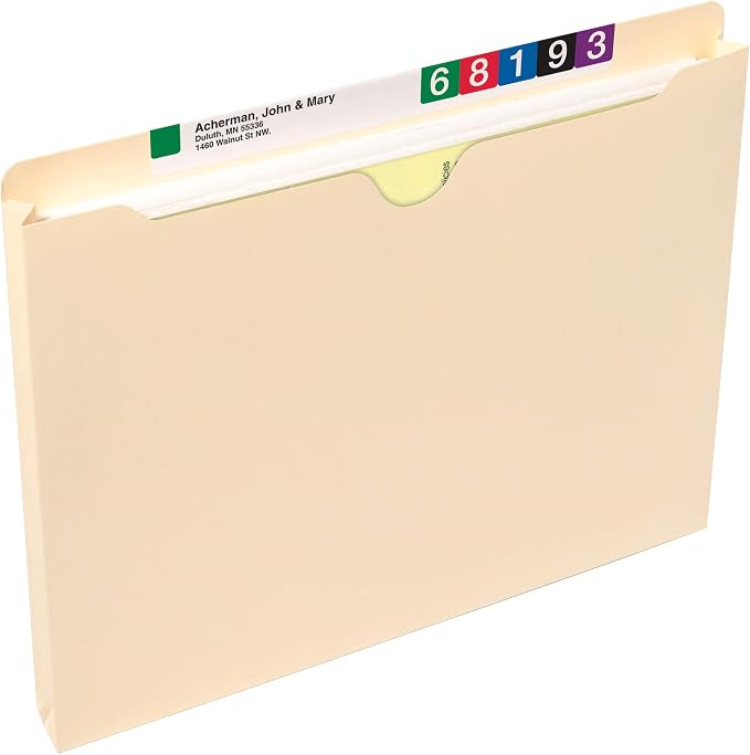 Smead File Jacket, Reinforced Straight-Cut Tab, 1" Expansion, Letter Size, Manila, 50 per Box (75520) (Pack of 4)