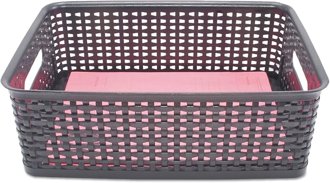 Advantus 40327 Weave Bins, 13 7/8 x 10 1/2 x 4 3/4, Plastic, Black, 2 Bins