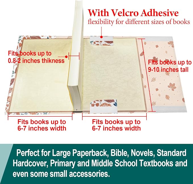 Floral Paperback Book Cover Protector,Washable Soft Canvas Fabric Book Covers with Bookmark,Adjustable Double Side Print Book Dust Jacket Covers for Hardcover Novel Book Lovers Gift