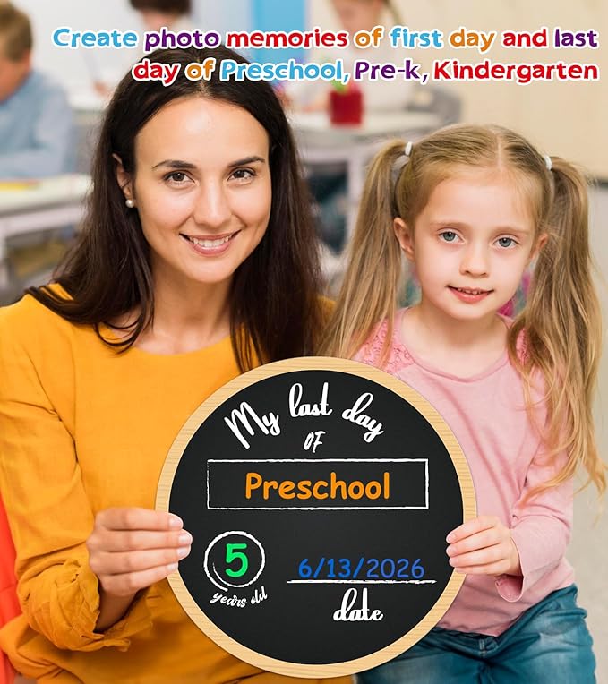 FaCraft First Day of School Sign Board - Doubles Sided Back to School Chalkboard for Kids Son Daughter Erasable 1st Day of Preschool/Pre-K/Kindergarten Supplies Reusable Photo Prop Gifts Sign