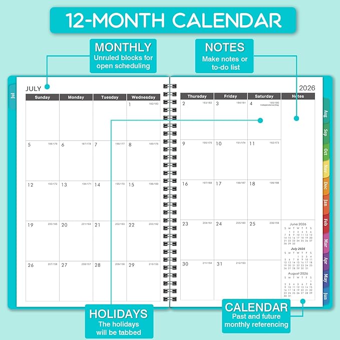2026-2027 Appointment Book/Planner - Weekly Appointment Book/Planner 2026-2027, July 2026 - June 2027, 6.4" x 8.5", Tabs, 30-Minute Interval, Lay - Flat - Teal Green