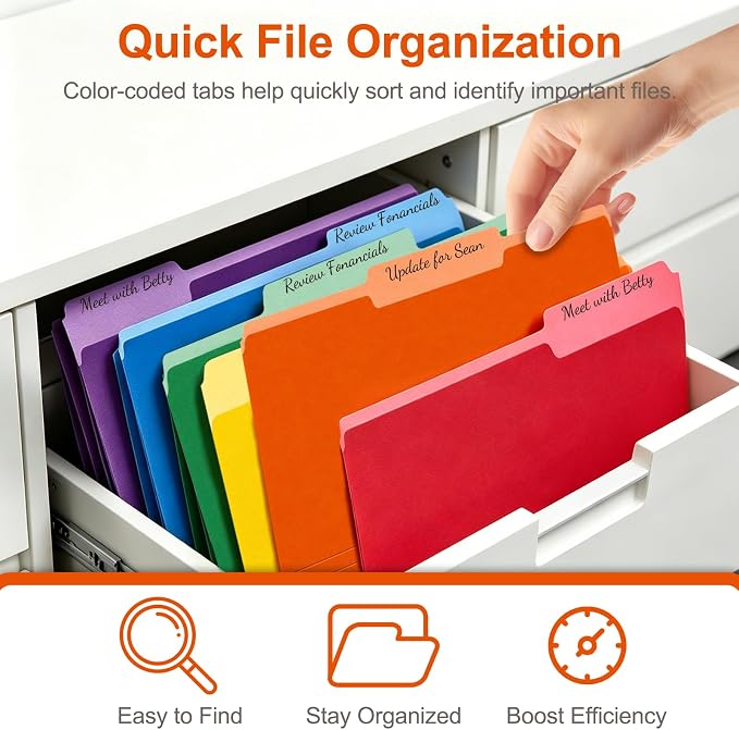 Colored File Folders Letter Size, 18 Pack Rainbow File Folders with 1/3 Cut Tabs, Expandable Manila Folders for Office, School & Home Organization, Fits 8.5” x 11” Documents