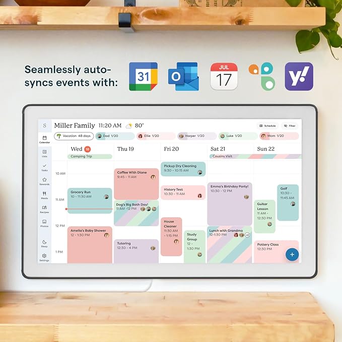 Skylight Calendar Max: 27-Inch Smart Digital Calendar & Chore Chart, Family Organizer with Interactive Touchscreen Display – Wall Mountable in Portrait or Landscape, Charcoal Shadowbox Frame