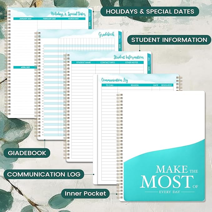 Teacher Planner 2026-2027 - Teacher Lesson Planner, July 2026 - June 2027, 8.5" x 11", 2026-2027 Planner Weekly and Monthly, Lesson Plan Book for Teachers, Colorful Tabs, Inner Pocket