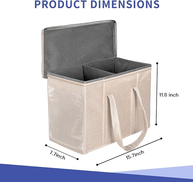 2 Pack Fabric Comic Book Storage Box, Sturdy Comic Book Holder with Adjustable Divider, Collapsible Book Organizer Holds 160-180 Comic Book Heavy Duty Bin Container, Beige