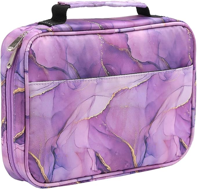 Bible Cover Carrying Book Case Church Bag Bible Protective with Handleand Zippered Back Pocket, Gift for Girls Women Mother Men Women Father Kids(Marple Purple)