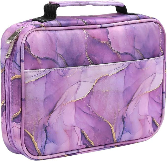 Bible Cover Carrying Book Case Church Bag Bible Protective with Handleand Zippered Back Pocket, Gift for Girls Women Mother Men Women Father Kids(Marple Purple)